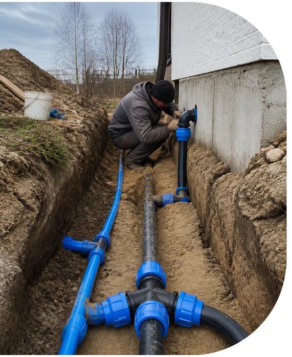Монтаж наружного водопровода на участке под ключ в Копейске